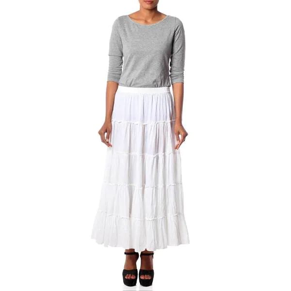 Handmade Cotton 'Frilly White' Skirt (India) | Bed Bath & Beyond