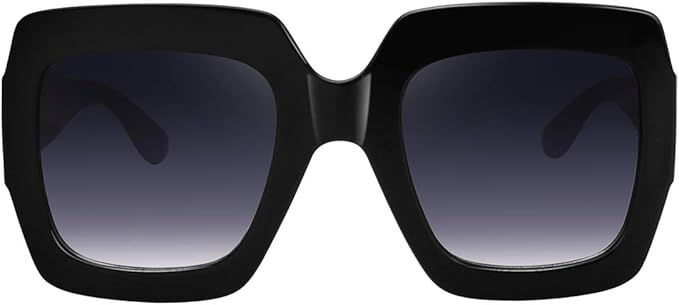 Oversized Square Sunglasses Women Designer Trendy Retro UV400 Protection Sunglasses | Amazon (US)