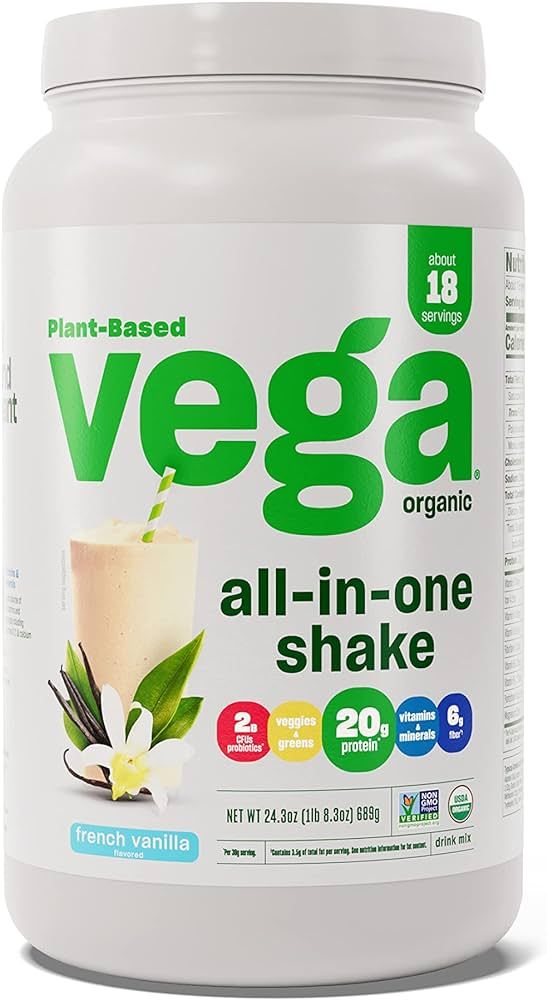 Vega Organic All-in-One Vegan Protein Powder, French Vanilla -Superfood Ingredients, Vitamins for... | Amazon (US)