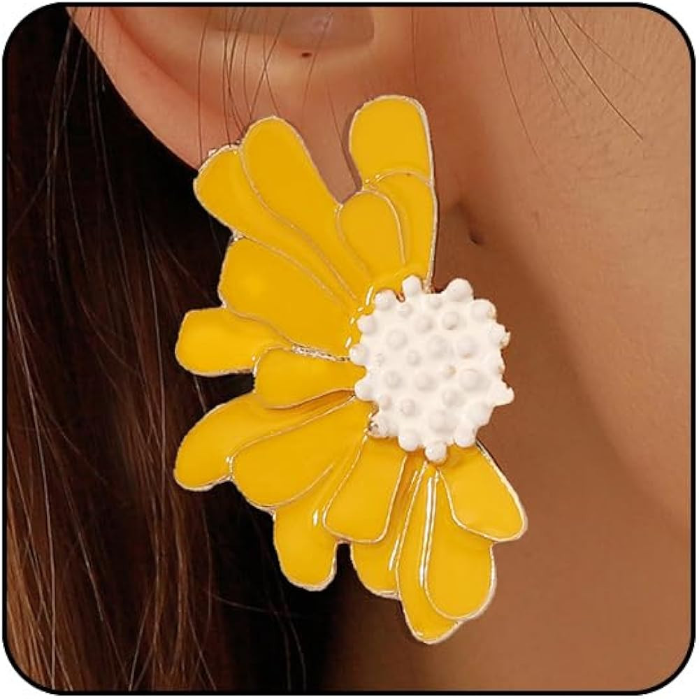 Flower Earrings for Women Big Statement Earrings for Women Floral Earrings Daisy Earrings Pink Go... | Amazon (US)