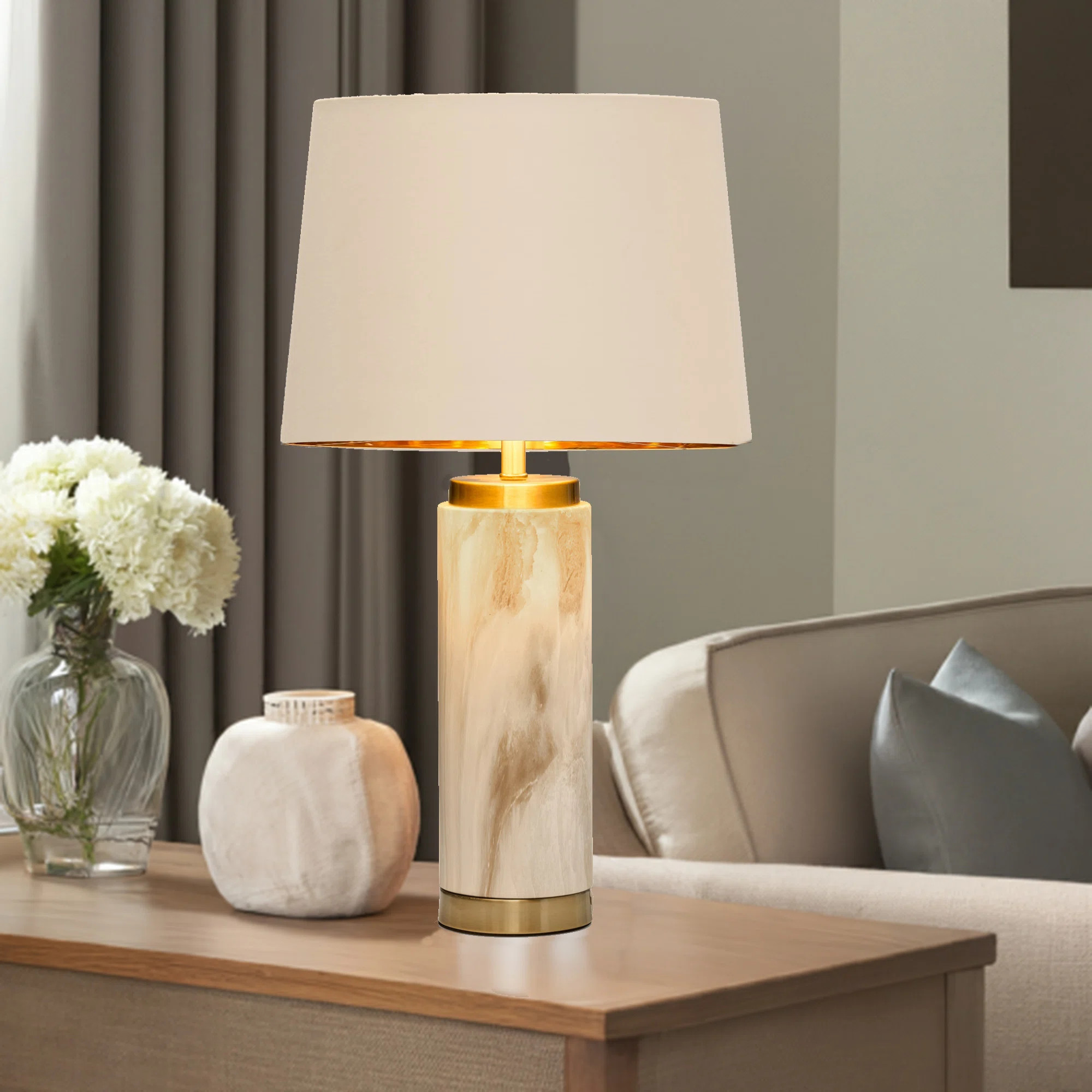 Alisander MARBLE EFFECT 56cm Table Lamp | Wayfair UK