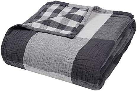 PHF 100% Cotton Muslin Blanket Queen Size 90" x 90", Yarn Dyed 3 Layers Ultra Soft Lightweight Breat | Amazon (US)