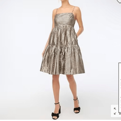J.Crew Factory gingham tiered gold/black dress size 0  | eBay | eBay US