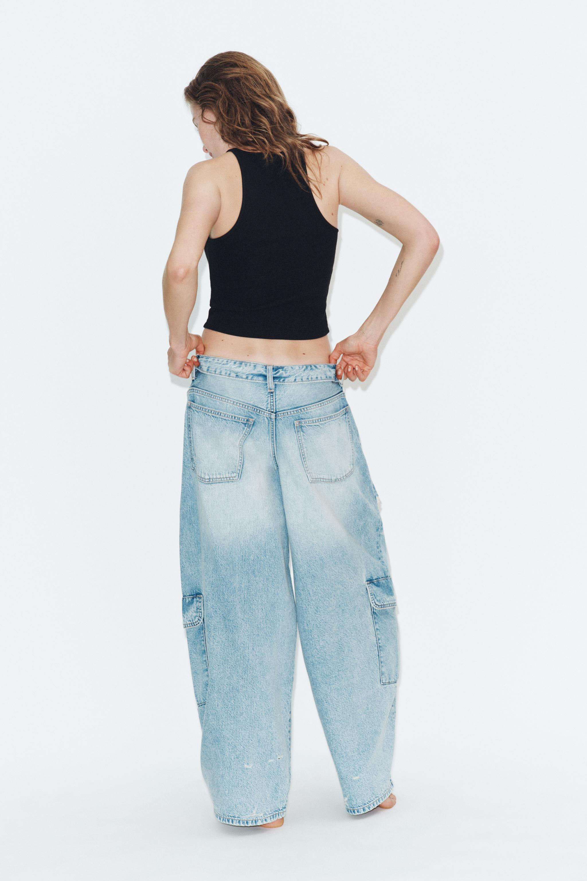 TRF OVERSIZED MID-RISE RIPPED CARGO JEANS | Zara US