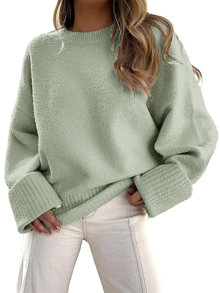 Jhsnjnr Womens Oversized Cozy Chunky Sweaters Fall Long Sleeve Knitted Pullover Tops Crew Neck Cu... | Amazon (CA)