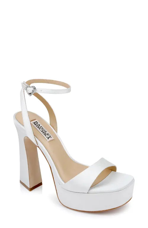 Badgley Mischka Collection Caia Ankle Strap Platform Sandal in Wht Crep at Nordstrom, Size 6 | Nordstrom