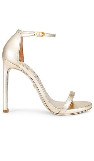 Stuart Weitzman Nudist Heel in Metallic Gold. - size 9.5 | Revolve Clothing (Global)