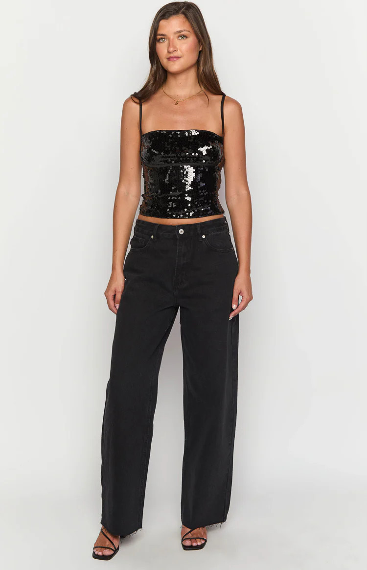 She's Yours Black Wide Leg Boyfriend Jeans | Beginning Boutique (AU)