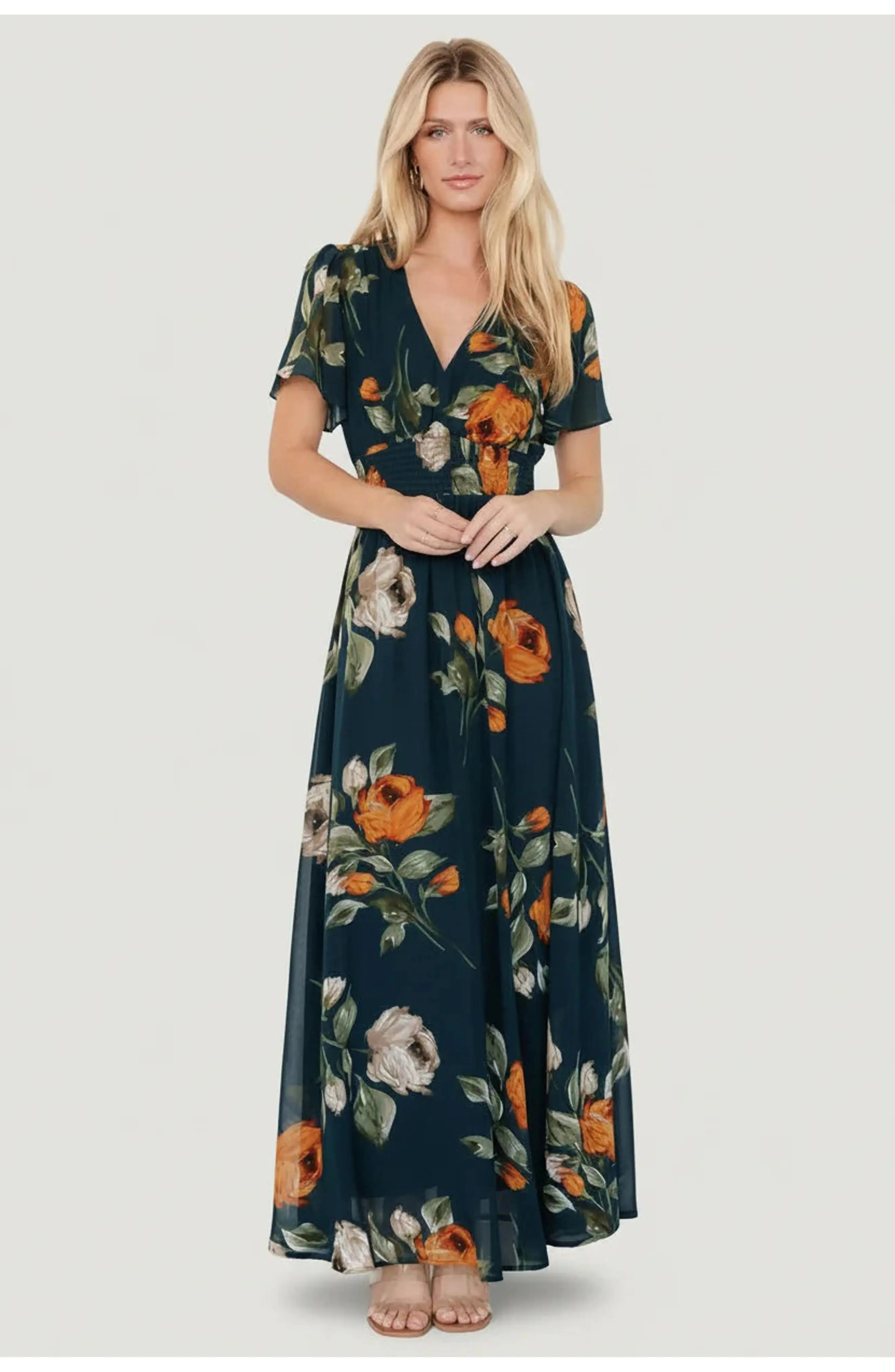 Baltic Børn Birdie Maxi Dress in Deep Topaz Floral at Nordstrom, Size X-Large | Nordstrom