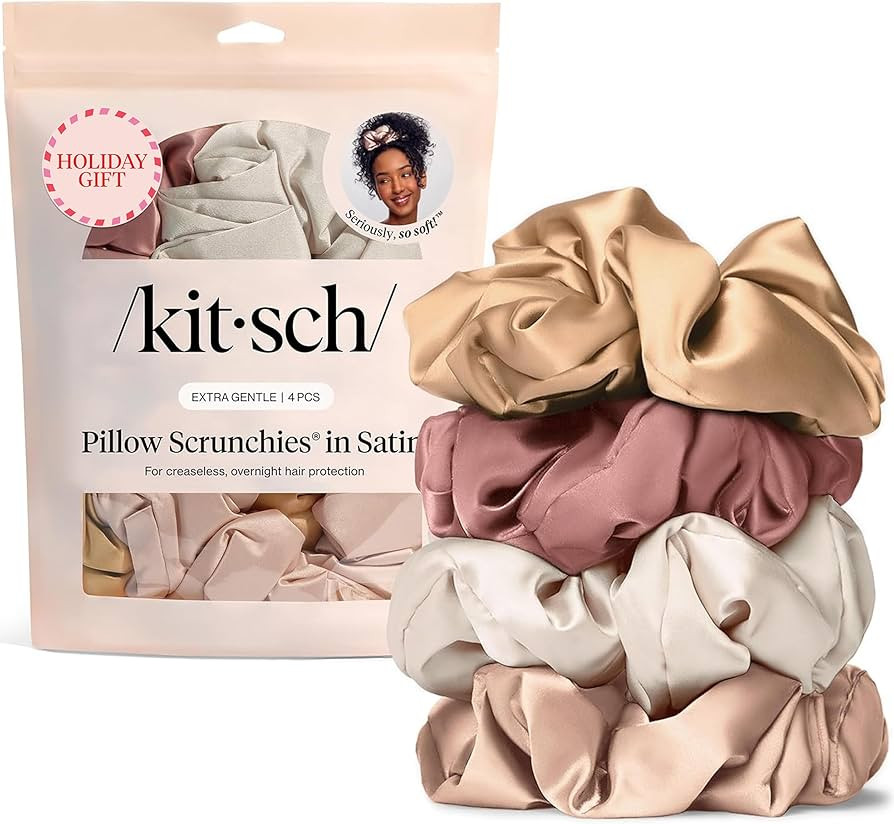 Kitsch Pillow Satin Scrunchies for Women - Hair Ties No Damage, No Crease Hair Accessories | Perf... | Amazon (US)