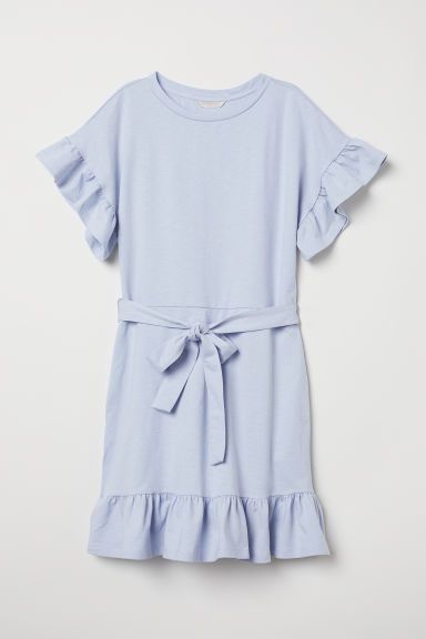 H & M - Flounced Jersey Dress - Blue | H&M (US + CA)