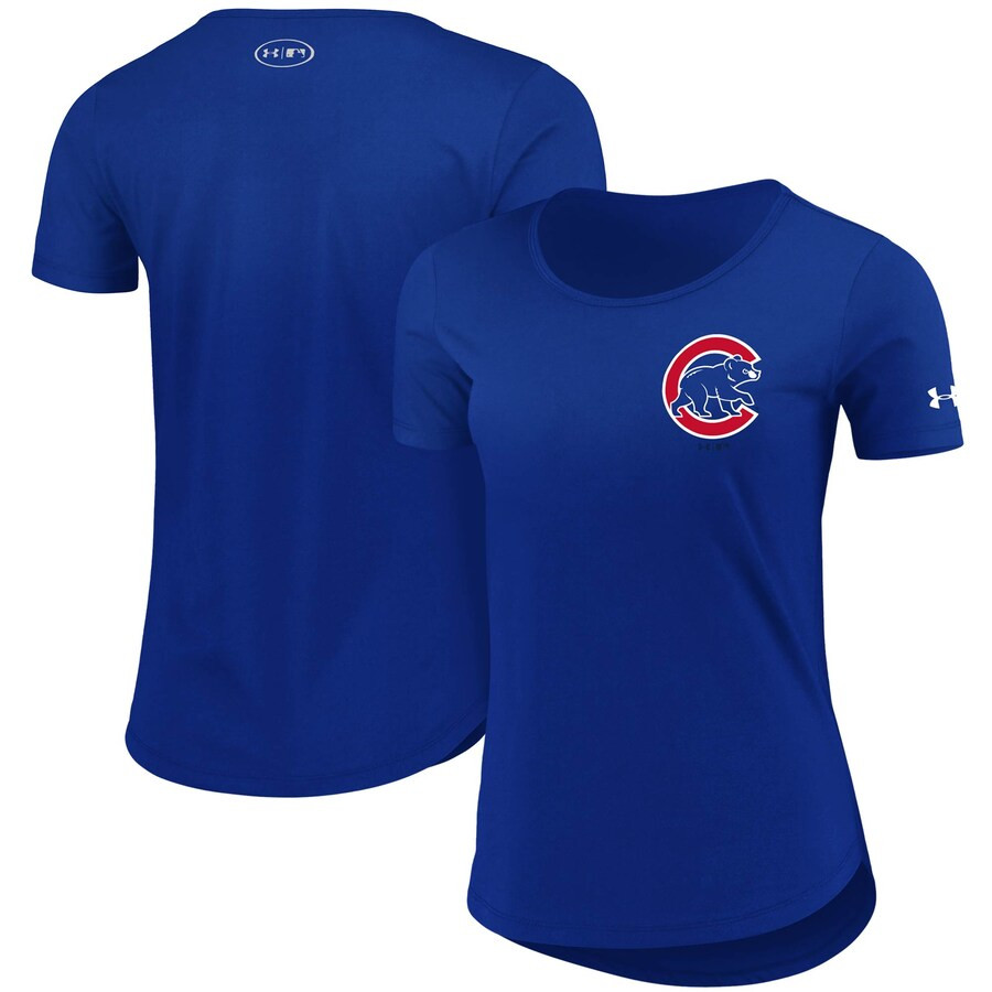 Chicago Cubs Under Armour Women's Wordmark Performance Scoop Neck T-Shirt - Royal | Fanatics