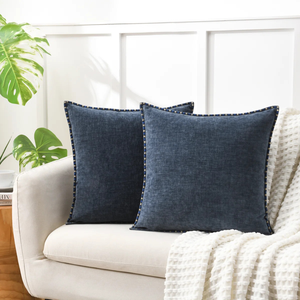 Soft Cozy Embroidery Edge Decorative Pillow Cover (Set of 2) | Wayfair North America