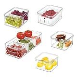 iDesign Plastic Refrigerator Organizer Bin Set The Spruce Fridge Binz, Set of 5, Clear/Matte Whit... | Amazon (US)
