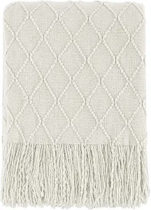 BOURINA Throw Blanket-50 x60 Beige, Textured Solid Soft SofaThrow, Knitted Decorative Throw Blank... | Amazon (US)