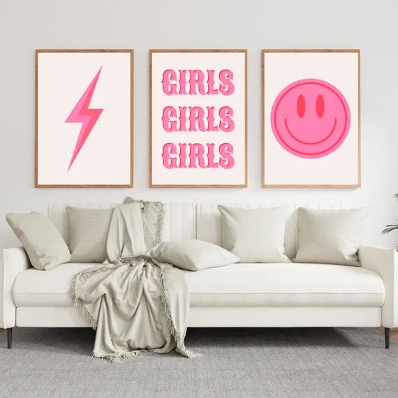 3 Pack Pink Wall Art Wall Collage Pink Wall Art Trendy Wall - Etsy | Etsy (US)