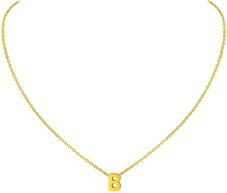 MOMOL Tiny Initial Necklace, 18K Gold Plated Stainless Steel Initial Necklace Dainty Personalized... | Amazon (US)
