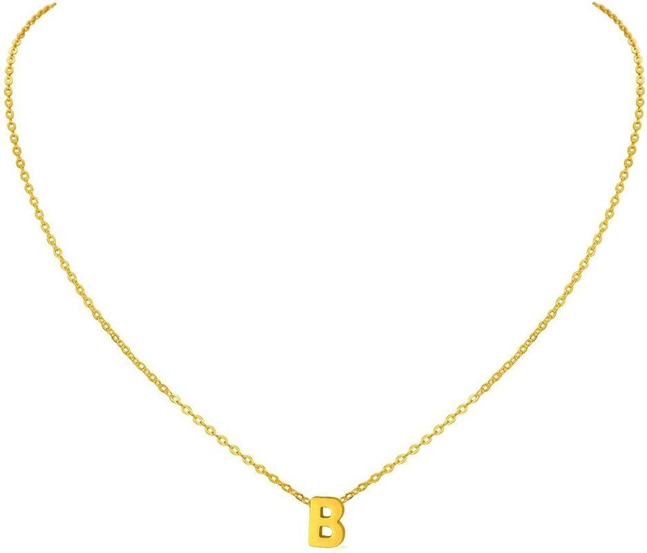 MOMOL Tiny Initial Necklace, 18K Gold Plated Stainless Steel Initial Necklace Dainty Personalized... | Amazon (US)