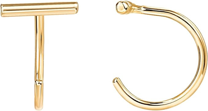 PAVOI 925 Sterling Silver Huggie Half Hoop Earrings | Hypoallergenic Minimalist Tiny Cartilage Ea... | Amazon (US)