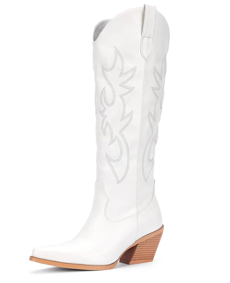 Pasuot Western Cowboy Boots for Women - Knee High Wide Calf Cowgirl Boots with Classic Embroidere... | Amazon (US)