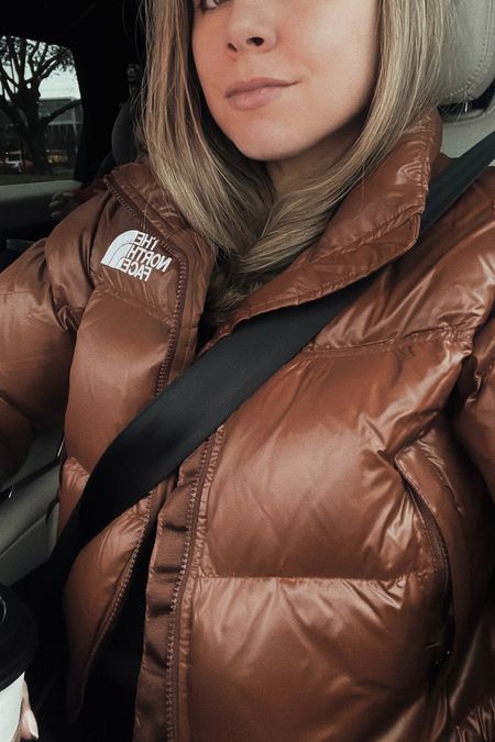 North face brown cropped puffer // I’m wearing a small but think I could have done a medium 