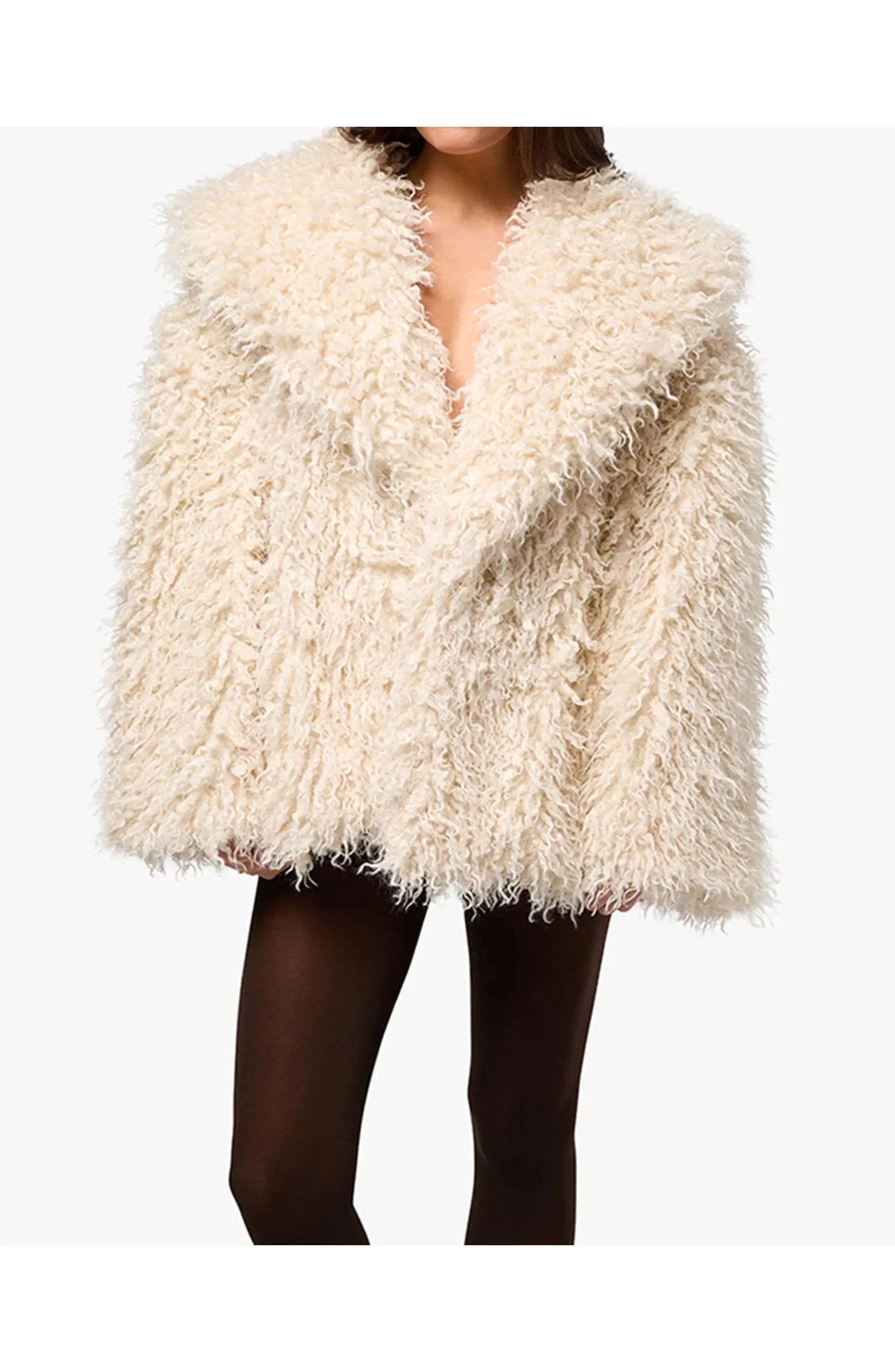Shawl Collar Faux Fur Coat | Nordstrom