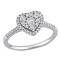 Delmar Jewelers 10K White Gold .5ctw Diamond Cluster Heart Halo Engagement Ring - Metallic | HSN