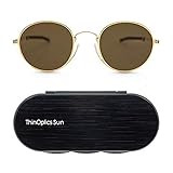 ThinOptics Milano Aluminum Case + Round Sunglasses, Gold Frame/Brown Lens, 49.5 mm | Amazon (US)