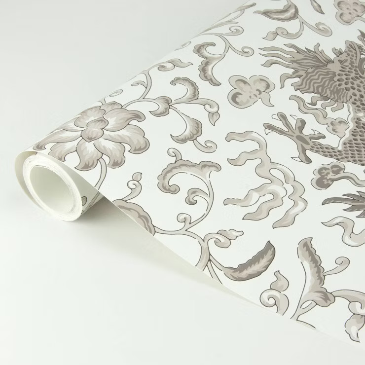 Brewster Gray Chi'en Dragon Scalamandre Self Adhesive Wallpaper | Target