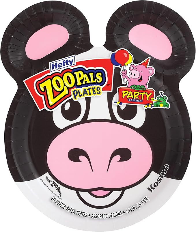 Hefty Zoo Pals Party Edition Paper Plates for Kids, Assorted Animal Designs, 7.75 Inches with Two... | Amazon (US)