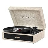 Amazon.com: Victrola Parker Bluetooth Suitcase Record Player with 3-Speed Turntable, Light Beige ... | Amazon (US)