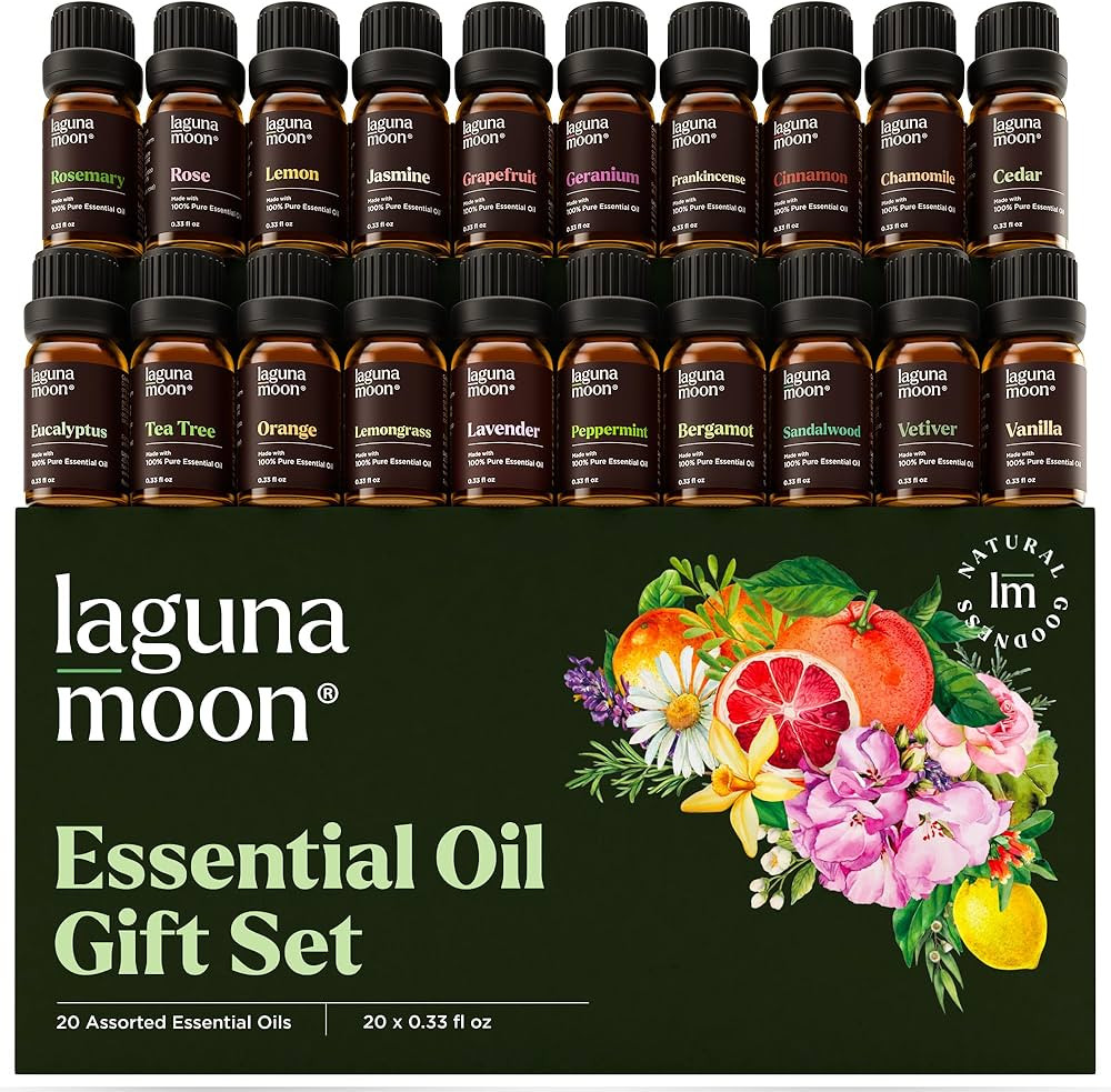 Lagunamoon Essential Oils Set, Top 20 Gift Set Oils for Diffusers, Humidifiers, Aromatherapy, Can... | Amazon (US)