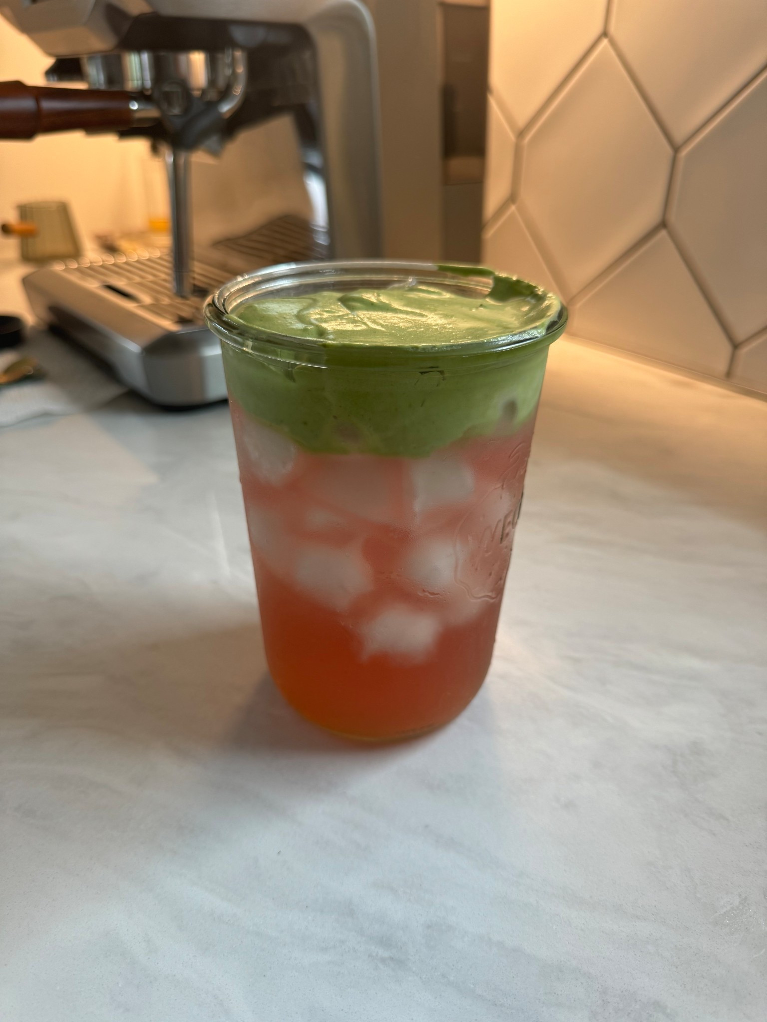 Matcha cloud over coconut water 🤤🍵☁️🥥