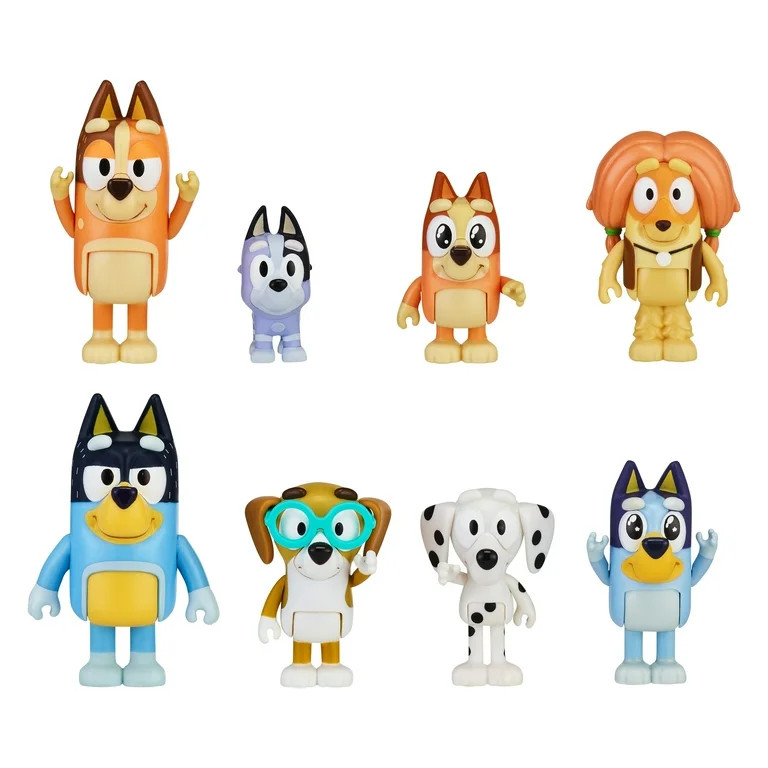 Bluey's Family and Friends - 8 Pack - 2.5-3" Bluey, Bingo, Chilli (Mum) and Dad (Bandit), Honey, ... | Walmart (US)