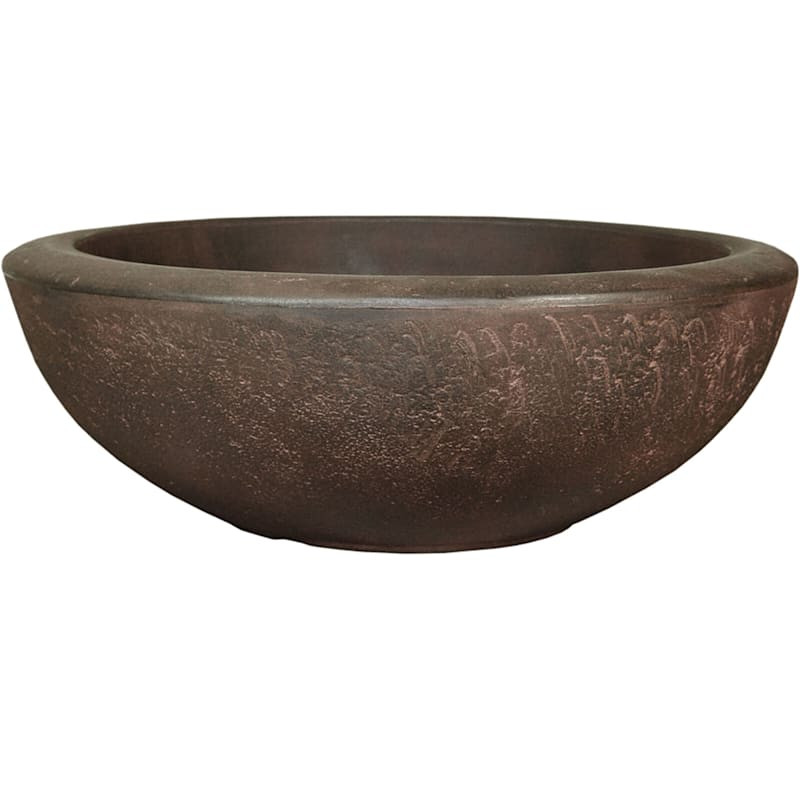 Rustic Brown Lip Bowl Planter, 21" | At Home