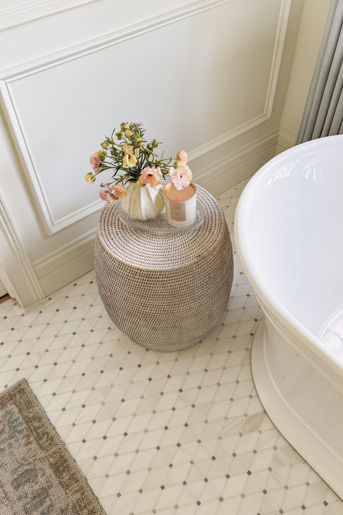 Wall color: Sherwin Williams Greek Villa 

Curtain details:
Isabella heavyweight polyester cotton blend
Winter Sky
Triple pleated header
Room darkening liner
memory training
My curtain measurements 91”L x 60”W

Bathroom decor, bathroom vanity, white oak vanity, Home Depot, Wayfair, faucet, Rohl plumbing, home decor, neutral decor 


#LTKStyleTip #LTKHome #LTKSeasonal