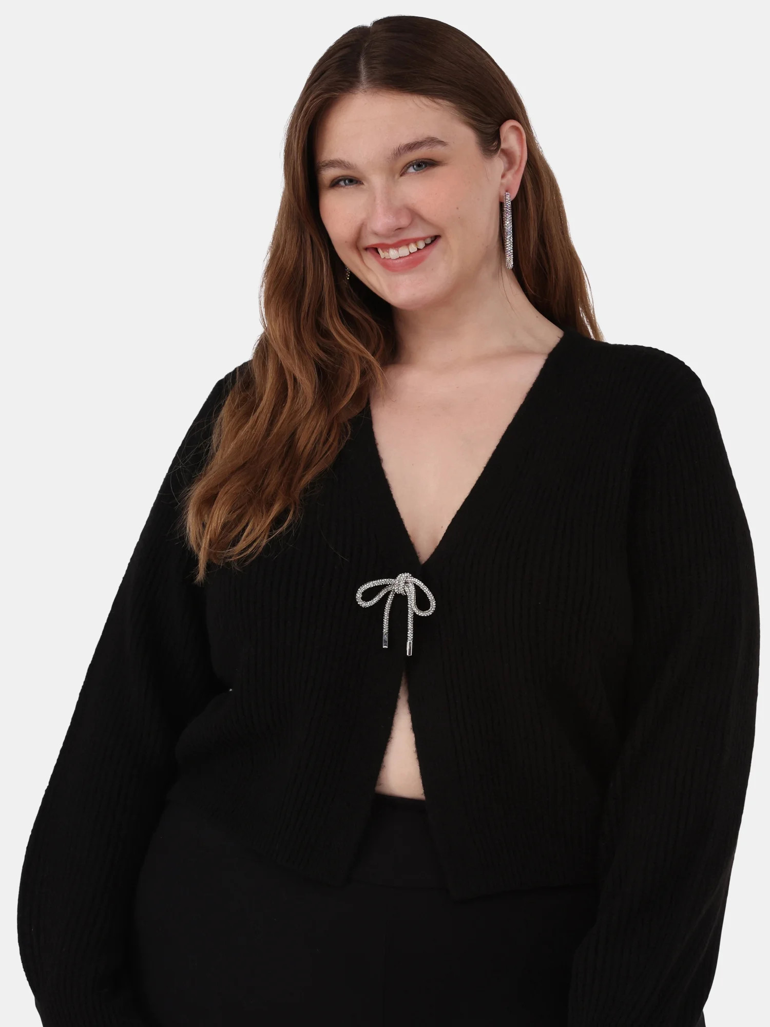 No Boundaries Rhinestone Bow Cardigan, Women's | Walmart (US)