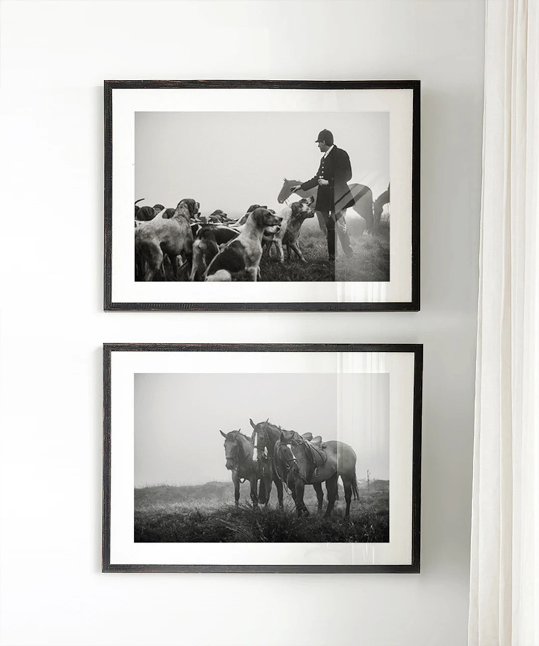 Black & White Equestrian Fox Hunting Prints | Horse Wall Art Decor | Equestrian Print Set | Eques... | Etsy (US)