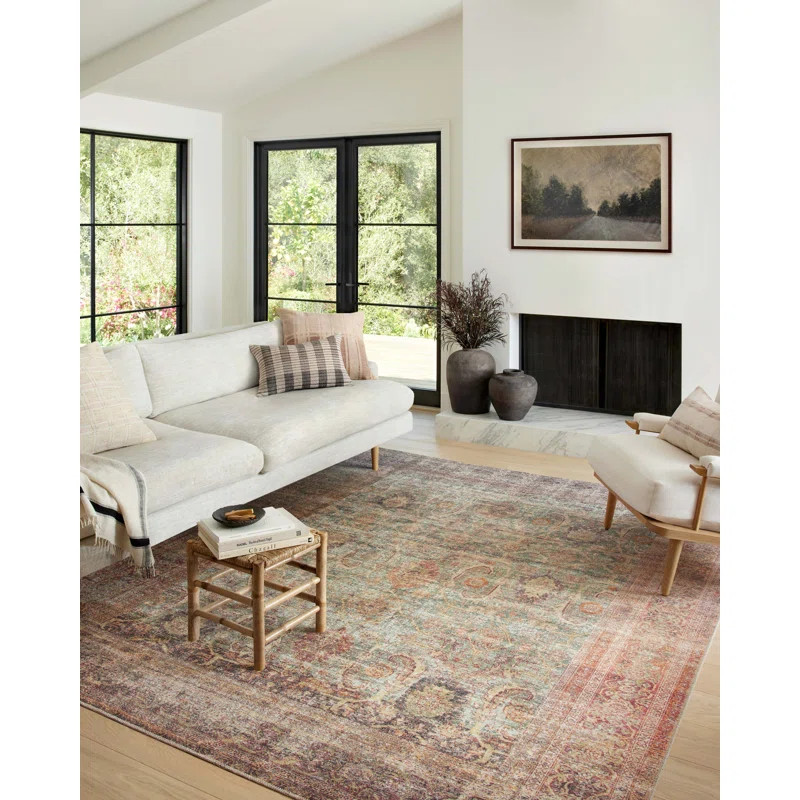 Georgie Oriental Area Rug in Jade/Sunset | Wayfair North America