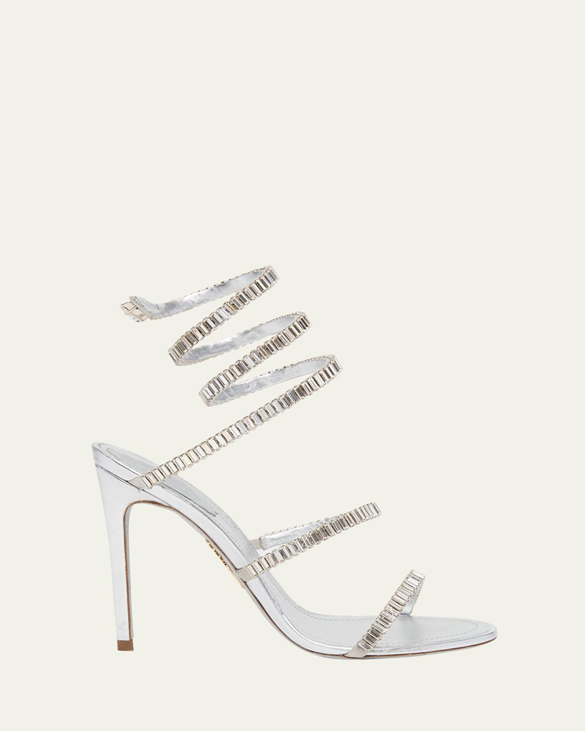 Metallic Leather Strass Snake Ankle Wrap Sandals | Bergdorf Goodman