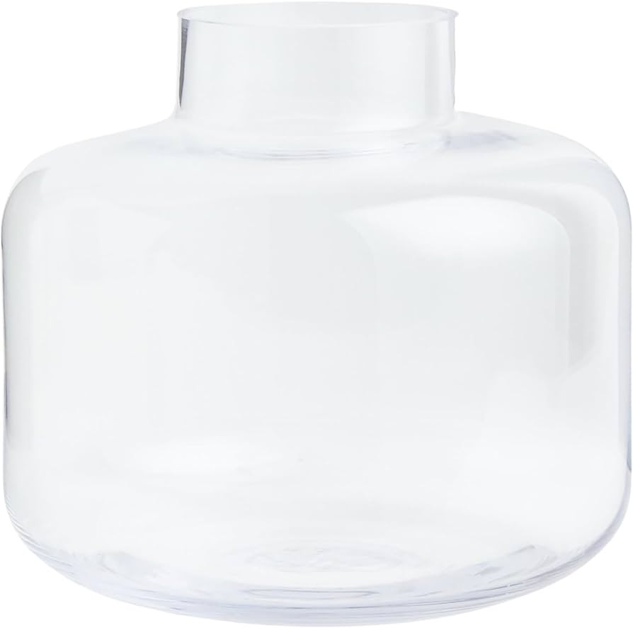 Short Glass Vase, Short Flower Vase, Round Glass Vase, Small Glass Vase for Flowers, Clear Glass ... | Amazon (US)