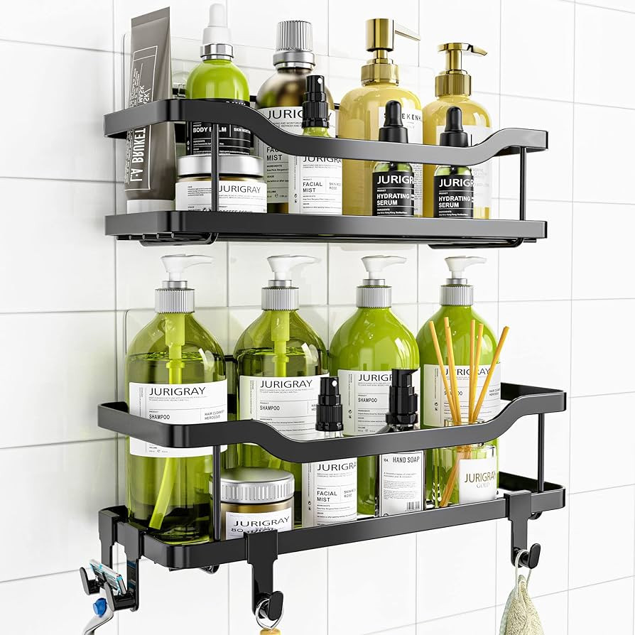 OMAIRA Shower Caddy, 2-Pack Adhesive Shower Organizer, No Drilling Rustproof Stainless Steel Show... | Amazon (US)