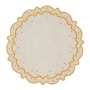 Scalloped Dot Placemat, Ivory x Yellow | The Avenue