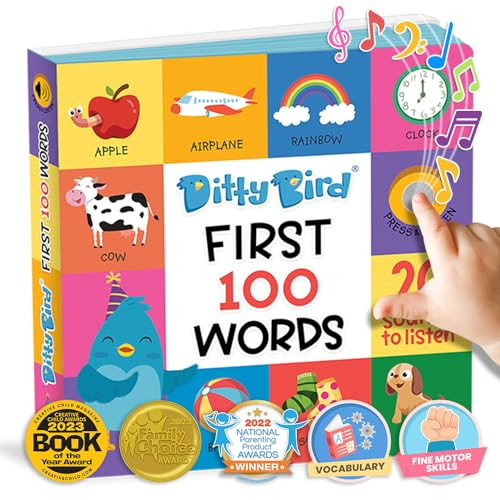 Ditty Bird Talking Books 100 Words | Fun Vocabulary & Speech Learning for Babies | Board Books for Toddlers 1-3 | Children's Interactive Toddler Books with Great Pictures | Sturdy Baby Sound Books | Amazon (US)