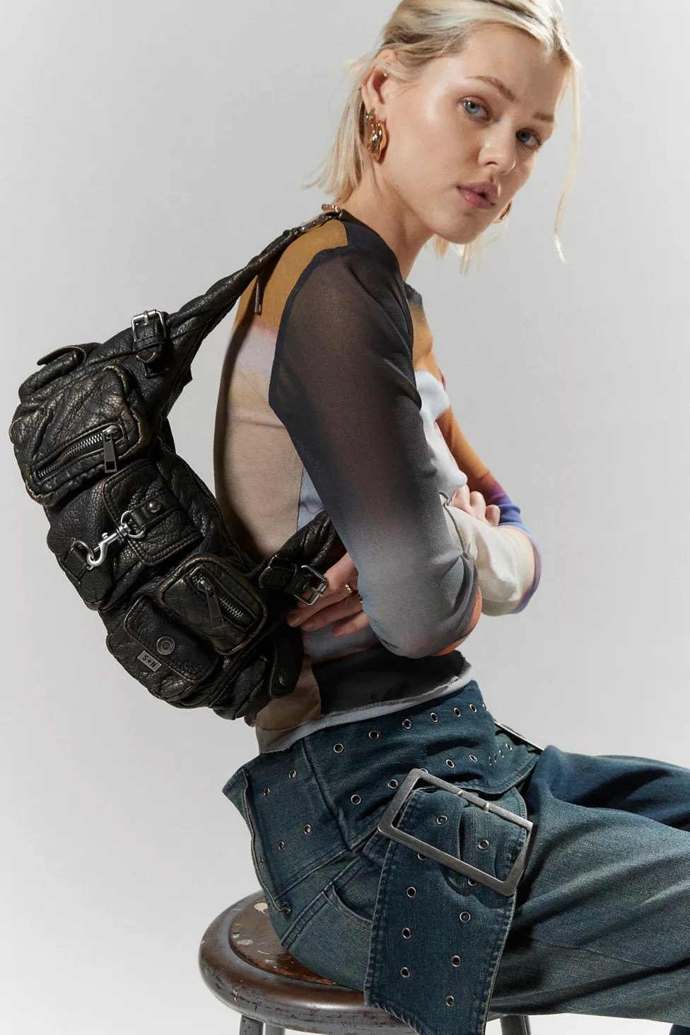 Silence + Noise Emily Washed Faux Leather Shoulder Bag | Urban Outfitters (US and RoW)