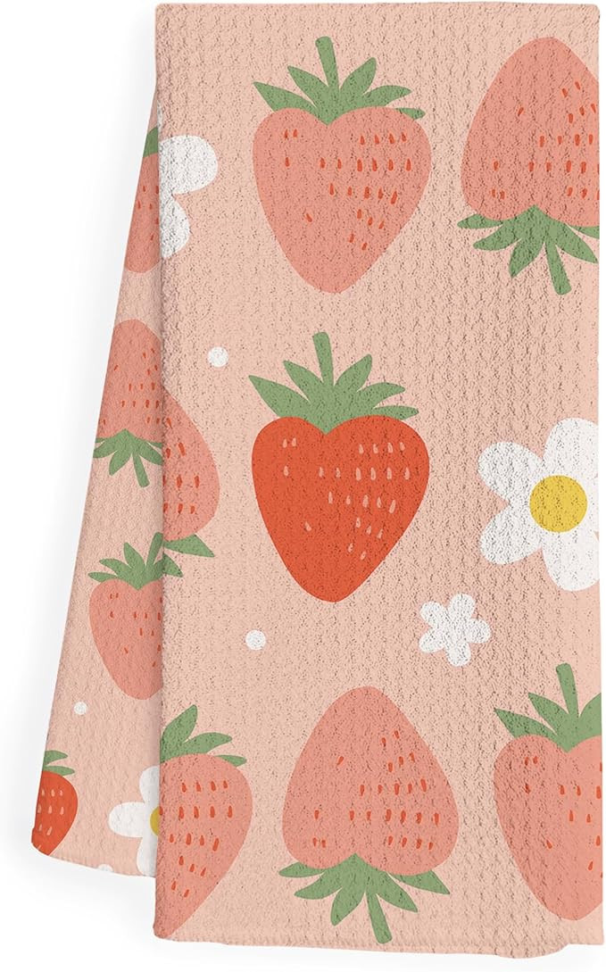 Strawberry Kitchen Towels, Floral Strawberry Dish Towels for Kitchen, Strawberry Kitchen Decor, S... | Amazon (US)