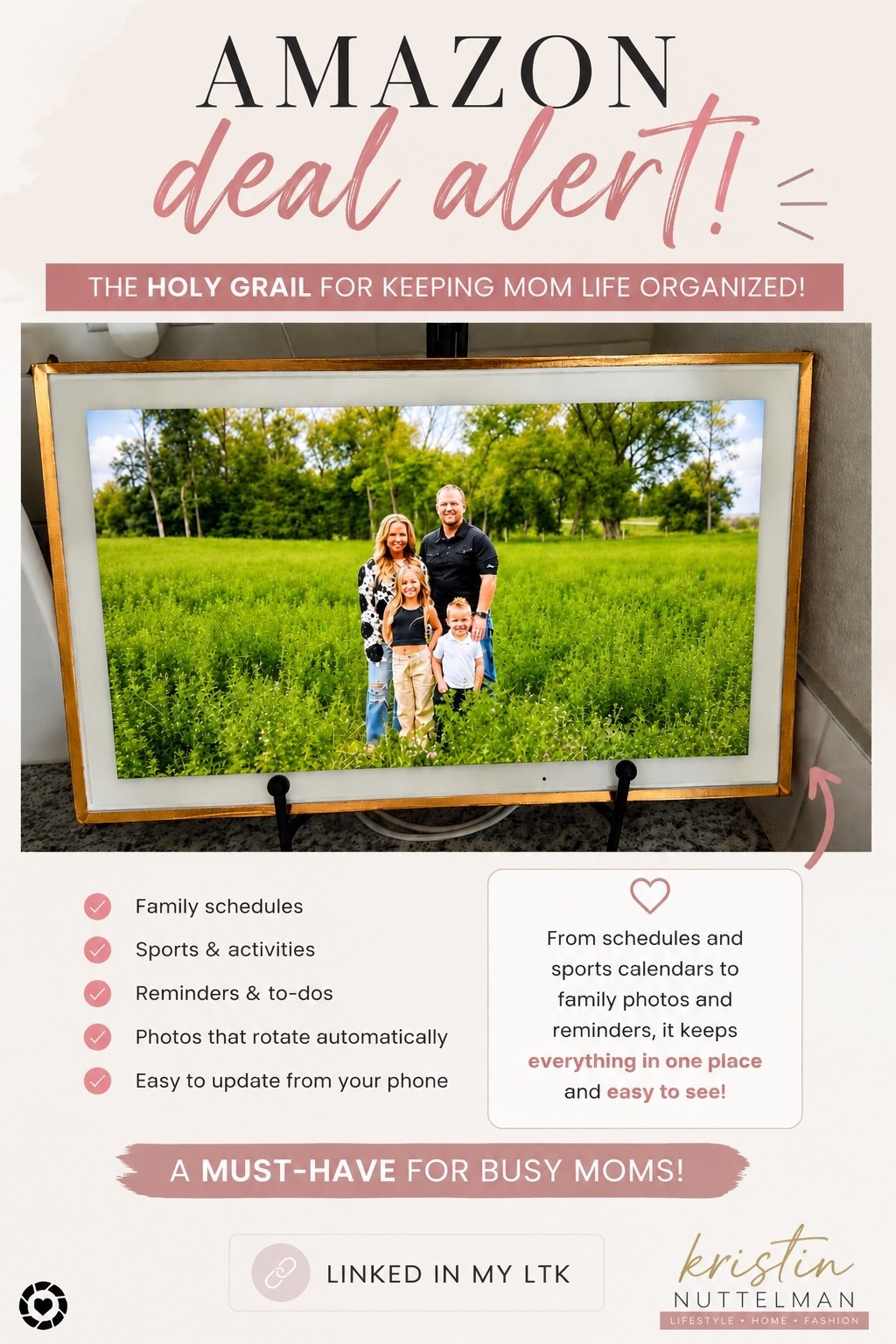 ✨ Amazon Deal Alert! ✨

This digital frame has been one of the best additions to our home. It’s the easiest way to keep family schedules, sports calendars, reminders, and your favorite memories all in one place.

If you’re a busy mom, this is one of those purchases you’ll actually use every single day.

🤍 Grab it while it’s on sale before the deal ends!

Comment FRAME and I’ll send you the link, or shop it now in my LTK!

#LTKmomlife #LTKSaleAlert #LTKKids