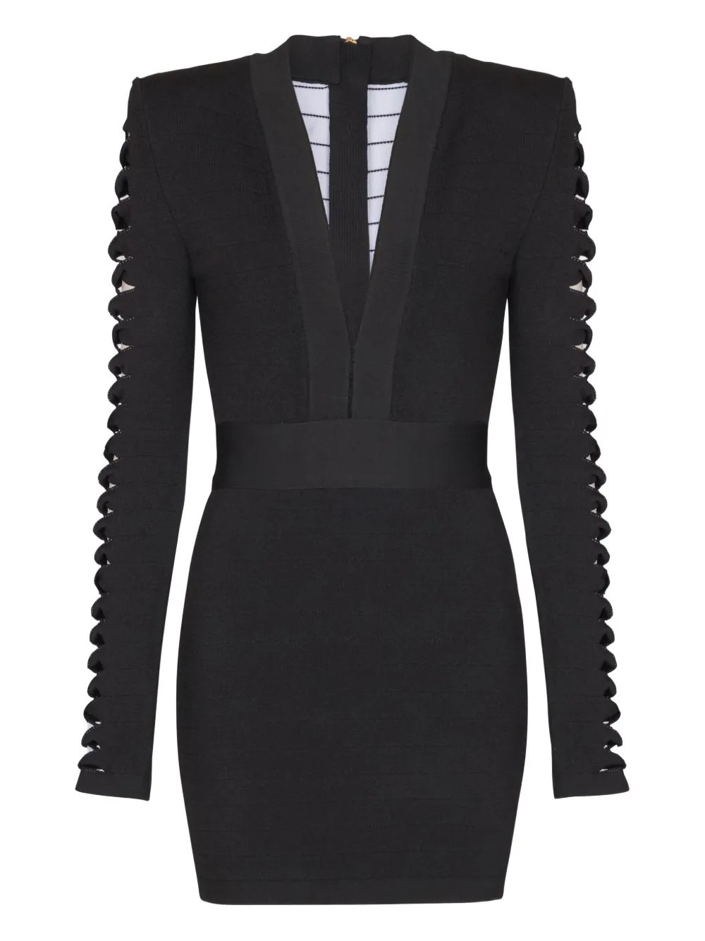 Balmain v-neck cut-out sleeve mini dress - Black | Farfetch Global