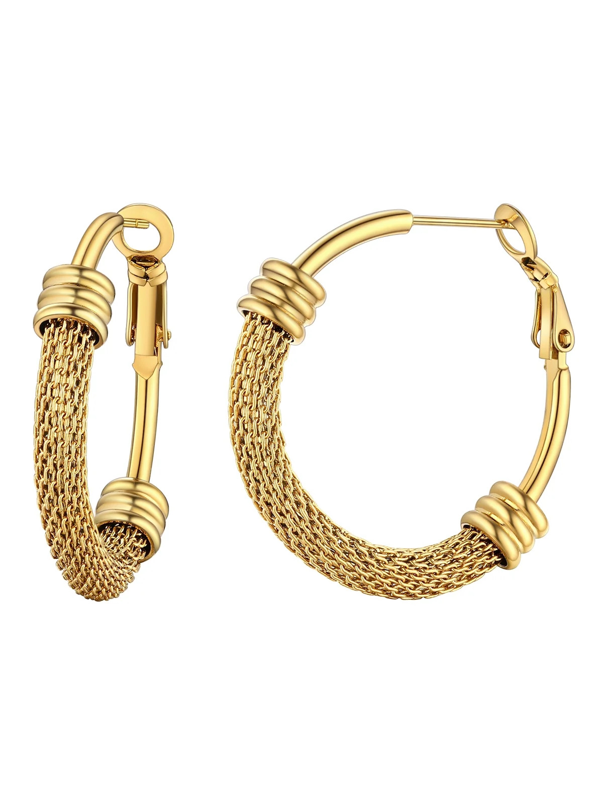 FOCALOOK Small Huggie Hoop Earrings for Women Hypoallergenic Stainless Steel Chunky Round Thick G... | Walmart (US)