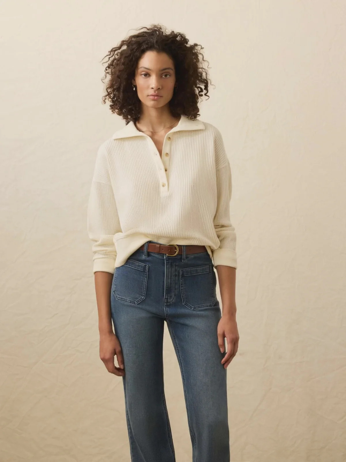 Après Waffle Henley - Coastal Cream | Faherty